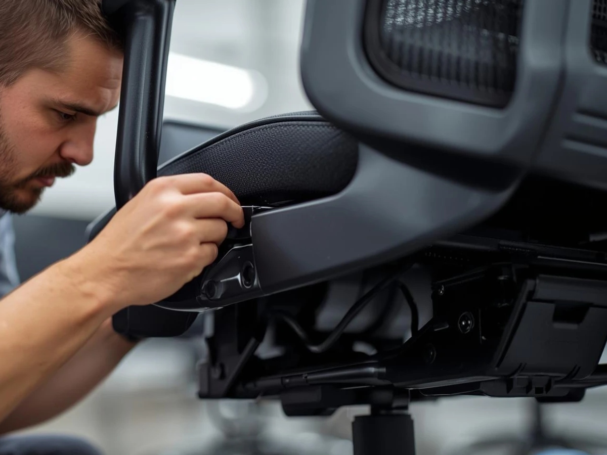 مردی در حال تعمیر صندلی