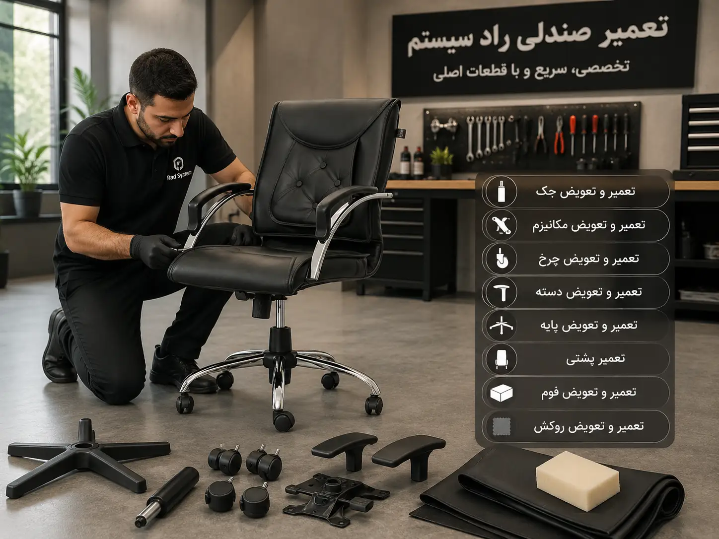 خدمات تعمیر صندلی راد سیستم